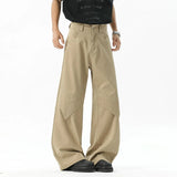 WIAOFELLAS  -  High Street Men's Casual Pants Solid Color Wide Leg Rivets Design Bottom Straight Loose Male Trousers New Summer