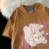 WIAOFELLAS  -  Couple's Matching Short Sleeve T-Shirt Set Cotton Cartoon Rabbit Printed Crew Neck Tops For Men And Women Summer Casual Wear