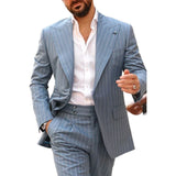 WIAOFELLAS  -  Classy Men's Pinstripe Suits Single Breasted 2 Piecs Blazer Pnats Elegant Business Bnaquet Coustome Suits