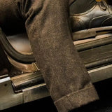 WIAOFELLAS  -  Autumn Winter Vintage Gurkha Pants Men England Style High Waist Casual Straight Leg Rolled Edge Trousers Woolen Naples Suit Pant