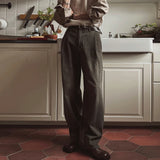 WIAOFELLAS  -  Korean High Street Men's Denim Pants Solid Color Wide Leg Bottom Straight Loose Male Jeans Trousers New Autumn