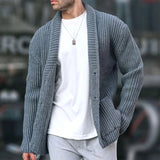 Wiaofellas  -  Fashion Sweater Jacket Coat Men Autumn Long Sleeve Buttoned V Neck Casual Sweatercoat Leisure Solid Color Knitted Cardigan Coats