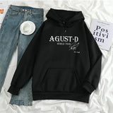 WIAOFELLAS  -  Loose Fit Long Sleeve Hoodie Sweatshirt AGUST-D WORLD TOUR Casual Unisex Winter New Arrival Comfortable Streetwear Style