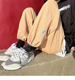 WIAOFELLAS  -  Trendy White Dstring Trousers for Men Casual Loose Fit Low Waist Long Pants Youthful Energy Sle Summer Thin Material