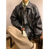 Wiaofellas  -  Men's Leather Jacket Bomber Motorcycle Biker Pu Leather New Trendy Baseball Motorcycle Jacket American Zipper Leather Coat Male