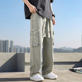 WIAOFELLAS  -  American Fashion Cargo Jeans Retro Loose Jeans Straight Leg Jeans High Quality Fabric Comfortable Skin Friendly Breathable Jeans