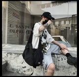 WIAOFELLAS  -  Unisex Oversized Crossbody Bag with Large Capacity and Street-Style Gothic Workmanship messenger bag men  canvas bag