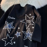 WIAOFELLAS  -  Men Short Sleeve T Shirts Embroidery Star Patchwork Tees Street Casual Harajuku Oversized Tshirt Hip Hop Summer Tops Unisex