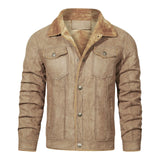 Wiaofellas  -  Men's Casual Winter Jacket Warm Coat Jacket Turn Down Collar Long Sleeve Zipper Pocket Fashion Jacket Autumn Coats Men Clothing