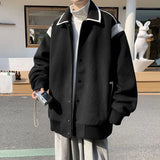 WIAOFELLAS  -  American Retro Patchwork Contrasting Lapel Jacket Men's Casual Trend Versatile Baseball Jacket Top