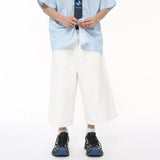 Wiaofellas  -  Men's Wear Summer New Korean Style Solid Color Minimalist High Street Wide Leg Calf-length Jeans