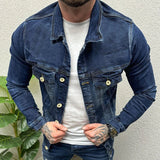 WIAOFELLAS  -  Autumn Trendy Mens Denim Jacket Coats Slim Fit Long Sleeve Button-up Vintage Jean Jackets Men Streetwear Fashion Denim Coat