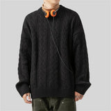 WIAOFELLAS  -  Winter Striped Sweater Men Harajuku Knitted Solid Jumpers Oversized Streetwear Hip Hop Men Casual Warm Black Pullover Sweaters