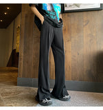 WIAOFELLAS  -  Brown Black Baggy Suit Pants Men Fashion Social Mens Dress Pants Korean Loose Straight Flared Pants Mens Office Formal Trousers