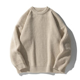 WIAOFELLAS  -  New Winter Retro Sweater Men Harajuku Knitted Solid Jumpers Oversized Streetwear Hip Hop Men Casual Warm Green Pullover Sweaters