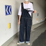 WIAOFELLAS -  Spring Autumn Men's Denim Overalls Trousers Fashion Loose Casual High Street Wide-leg Long Pants Jumpsuit Male Clothes