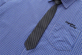 Wiaofellas  -  Japanese Style Casual Embroidered Plaid Short Sleeve Shirt Men's Loose Fit Tie Included Cotton Summer Shirt for Couples