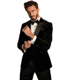 Wiaofellas  -  Velvet Suits for Men Slim Fit Peak Lapel WeddingTuxedo for Groomsmen Single Breasted Male Suit Jacket with Pants 2 Piece