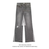 WIAOFELLAS  -  American Retro Street Style Washed Wide Leg Jeans Loose Straight Micro Flared Trousers for Men And Women High Street Trend Brand