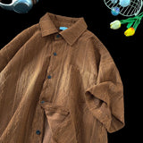 WIAOFELLAS  -  Vintage Hollow Out Short Sleeve Shirt Summer Ice Shirt Hawaiian Style Casual Shirt Hollow Blouses Sun Protection Jacket