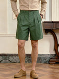 Wiaofellas  -  Spring Summer Men Italian Pleated Straight Suit Shorts Elegant Light Business Button Casual Office Dress Shorts
