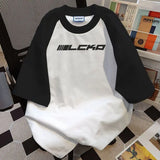 WIAOFELLAS  -  New Summer Black Grey Retro Patchwork Football Jersey Y2K Tshirt Sports Breathable Short Sleeve O-neck T-shirt for Women