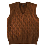 WIAOFELLAS  -  Warm Fashionable Twisted Stripe Men's Sweater High Quality Men's Casual Solid Color Vest Cotton Soft Yarn Fabric V Neck Clothing