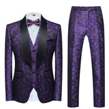 Wiaofellas  -  Spring Autumn New Fashion Men's Casual Trendy Slim 3 Pieces of Suit Sets Printed Turn-down Collar Blazers Pants Waistcoat Male