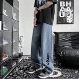 Wiaofellas spring shang new bulk American retro Hong Kong style men's loose straight leg casual jeans