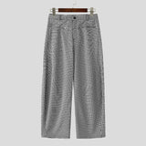 WIAOFELLAS  -  Men Plaid Pants Button Joggers Loose Casual Trousers Men Streetwear 2025 Fashion Leisure Male Wide Leg Long Pants S-5XL