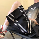 Wiaofellas  -  Fashionable Side Striped Sports Shorts Men's Loose Mid-trousers Handsome Straight Five-point Pants