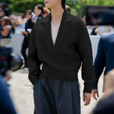 WIAOFELLAS  -  Men Hoodies Solid Color Lapel Long Sleeve Casual Male Sweatshirts Streetwear Loose Fashion Leisure Men Pullovers S-5XL