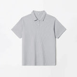 WIAOFELLAS  -  Men's Lapel Polo Shirts 2025 Summer New Product Waffle Loose Solid Color Short Sleeve Mens T-shirt