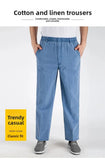 Wiaofellas  -  Loose Linen Cotton Casual Pants for Men Straight Leg High Waist Summer Comfortable Men's Loose Fit Trousers