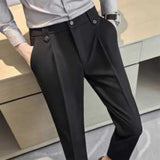 Wiaofellas  -  Men Elegant Gray Slim Fit Pants Formal Trousers For Business