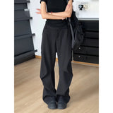 WIAOFELLAS  -  Bla Pleated Wide Leg Men's Pants Autumn American Vibe Sle Cleanfit Drapey Knife  Casual Trousers for Men