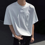 WIAOFELLAS  -  Niche Design Men's T-shirts Round Collar Zipper Decoration Casual Tops Short Sleeved Loose Male Pullover Tees Tide