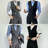 WIAOFELLAS  -  Fashion High-End Party Dance Solid Color Suit Vest Unisex 2025 Spring And Autumn New British Trend Slim Casual Suit Vest Jacket