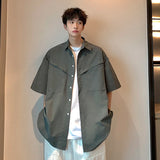 WIAOFELLAS  -  New Men's Casual Blouse Cotton Male Loose Shirt Loose Tops Short Sleeve Shirt Summer Casual Handsome Men's Shirts A99