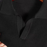 WIAOFELLAS  -  Fashion Summer Men's Ice Silk Lapel Slim Polo Short Sleeve V-neck Striped Knit T-Shirt Layer Top Men Tees Shirt For Male Clothes