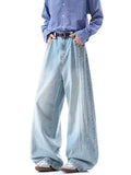 Wiaofellas  -  New Men's Vintage Washed Side Stripe Jeans Y2K Streetwear Patchwork Design Baggy Denim Pants Casual Punk Straight Jean
