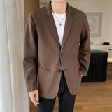 WIAOFELLAS  -  Shoulder Padded Blazer Men Slim Fit Fashion Social Mens Dress Jacket Korean Casual Suit Jacket Mens Office Formal Jackets Coat