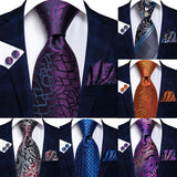 Wiaofellas  -  Hi-Tie Designer Elegant Mens Ties Gentlemen Pueple Novelty Luxury Brand Ties For Men  New Business Necktie Handky Cufflinks