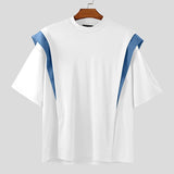 WIAOFELLAS  -  Men T Shirt Patchwork O-neck Short Sleeve Loose Male Tee Tops Streetwear Korean Style Fashion Casual Men Clothing S-5XL