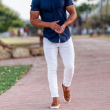 WIAOFELLAS  -  Mens Mid-Waist British Overalls Spring Summer New Outdoor Slim Trousers Straight-Leg Sports Pants Casual Work Pants
