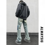 Wiaofellas  -  Men Jeans Washed Gradient Jeans Hip Hop Gothic Streetwear Harajuku Fashion Denim Pants Large Size Male Baggy Trousers