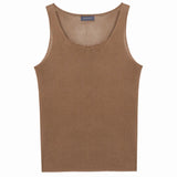 Wiaofellas  -  Summer Casual Breathable Thin Knit Tank Tops Men Sleeveless Crew Neck Solid Color Camisole For Mens Fashion Knitted Bottom Vest