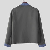 WIAOFELLAS  -  Men Jackets Patchwork Lapel Long Sleeve Button Casual Coats Men Streetwear Korean Style Fashion Male Jackets S-5XL