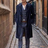 WIAOFELLAS  -  England Style Solid Corduroy Trench Coats Men New Lapel Single Breasted Fall Outerwear Long Sleeve Mid-length Mens Winter Jacket