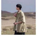 WIAOFELLAS  -  Working Short-sleeved Shirt Men's Summer Japanese Retro Loose Casual Half-sleeved Shirt American Handsome Fashion Jacket